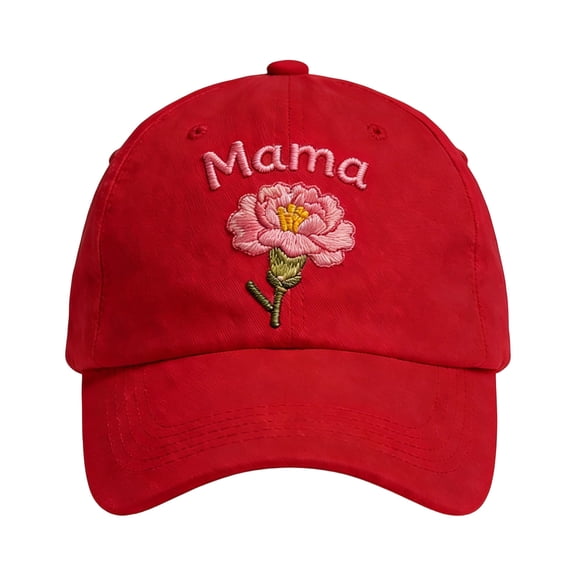 Mama Embroidered Baseball Cap for Women – Adjustable Mother’s Day Hat with Carnation Design Mom Trucker Cap Breathable Casual Hat Gift for Moms