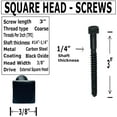 thumbnail image 2 of ¼” x 3” - Rustic Square Head Lag Wood Screws – Decorative Antique Black Square Drive Lag Bolts – Black Oxide Coating - ¼ in x 3 in - for Hinges, Cabinets & Doors (100, Screws), 2 of 8
