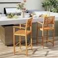 thumbnail image 5 of Gymax Set of 4 Outdoor Acacia Wood Bar Stools Bar Height Patio Chairs w/ Backrests, 5 of 10