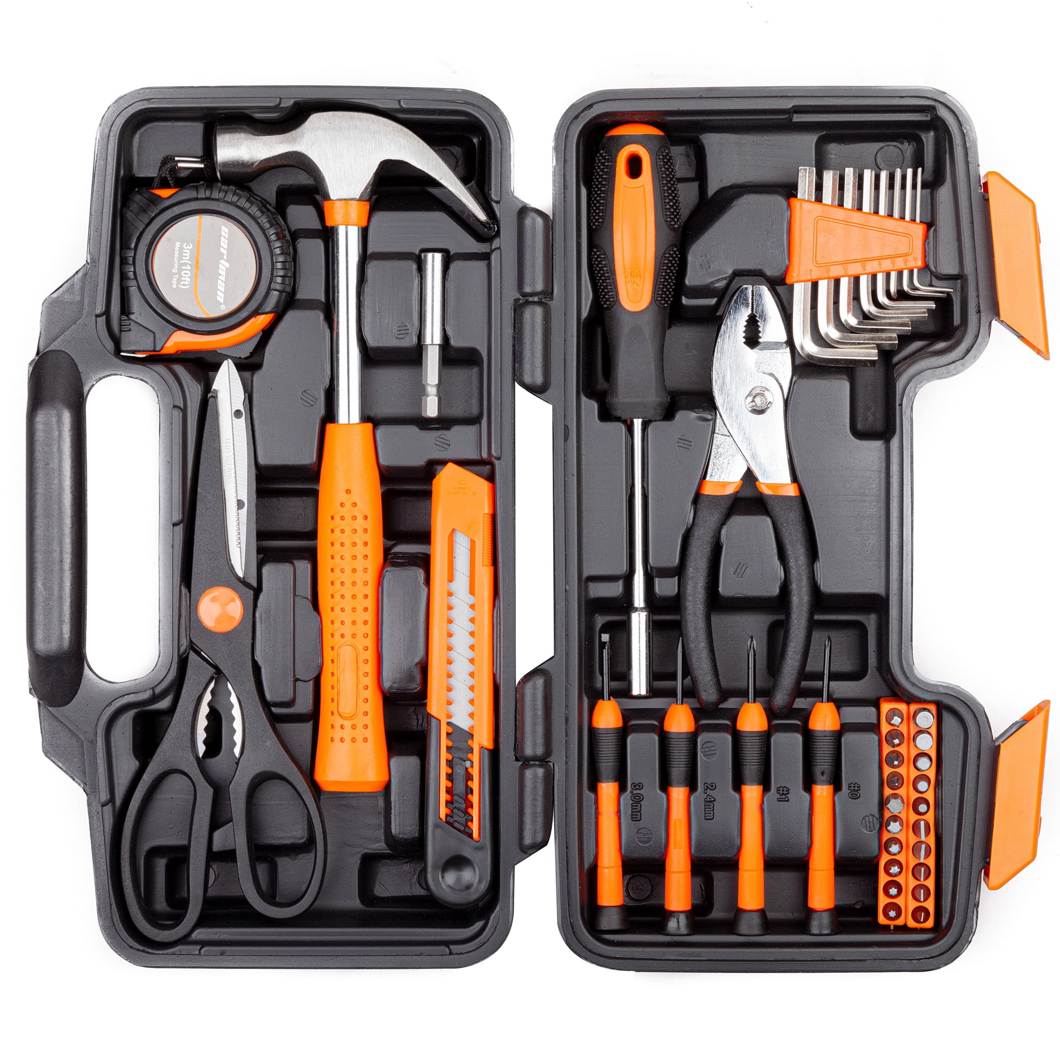 CARTMAN 39-Piece Tool Set General Household Hand Kit with Plastic Toolbox Storage Case Orange