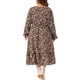 thumbnail image 3 of Vestido de mujer de talla grande Agnes Orinda, estampado floral bohemio, con cuello en V, mangas largas, dobladillo con volantes, largo, 3X, marrón, 3 of 6