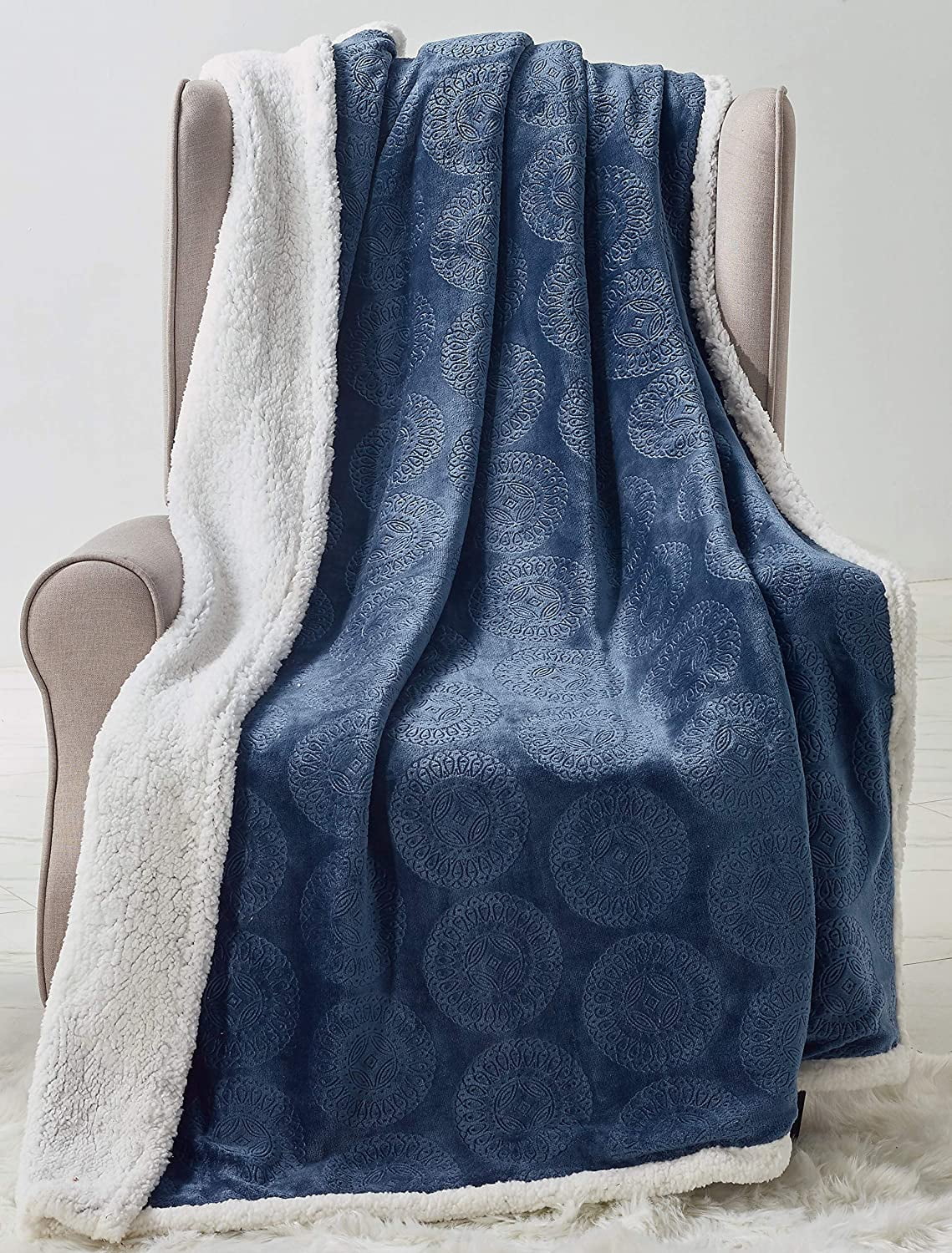 "Manta de lana Caesar Sherpa acurrucada tirada cálida para silla, sofá 50""x60" - Imagen 11 de 15