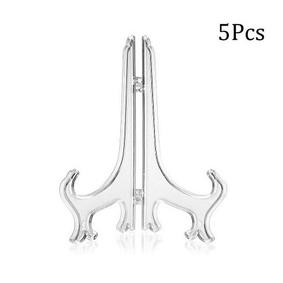 5 Pcs Foldable Tray Bracket Portable Easels Plate Holders Clear Display Stand Rack Weddings Photo Picture Frame Display Stand