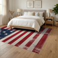 thumbnail image 3 of ODIKA 6'x9' Washable Area Rug Patriotic Stars Vintage Distressed Independence Halloween Plaid for Dining Room, Under Table, Office Décor, Non-Slip Chair-Friendly, 3 of 7
