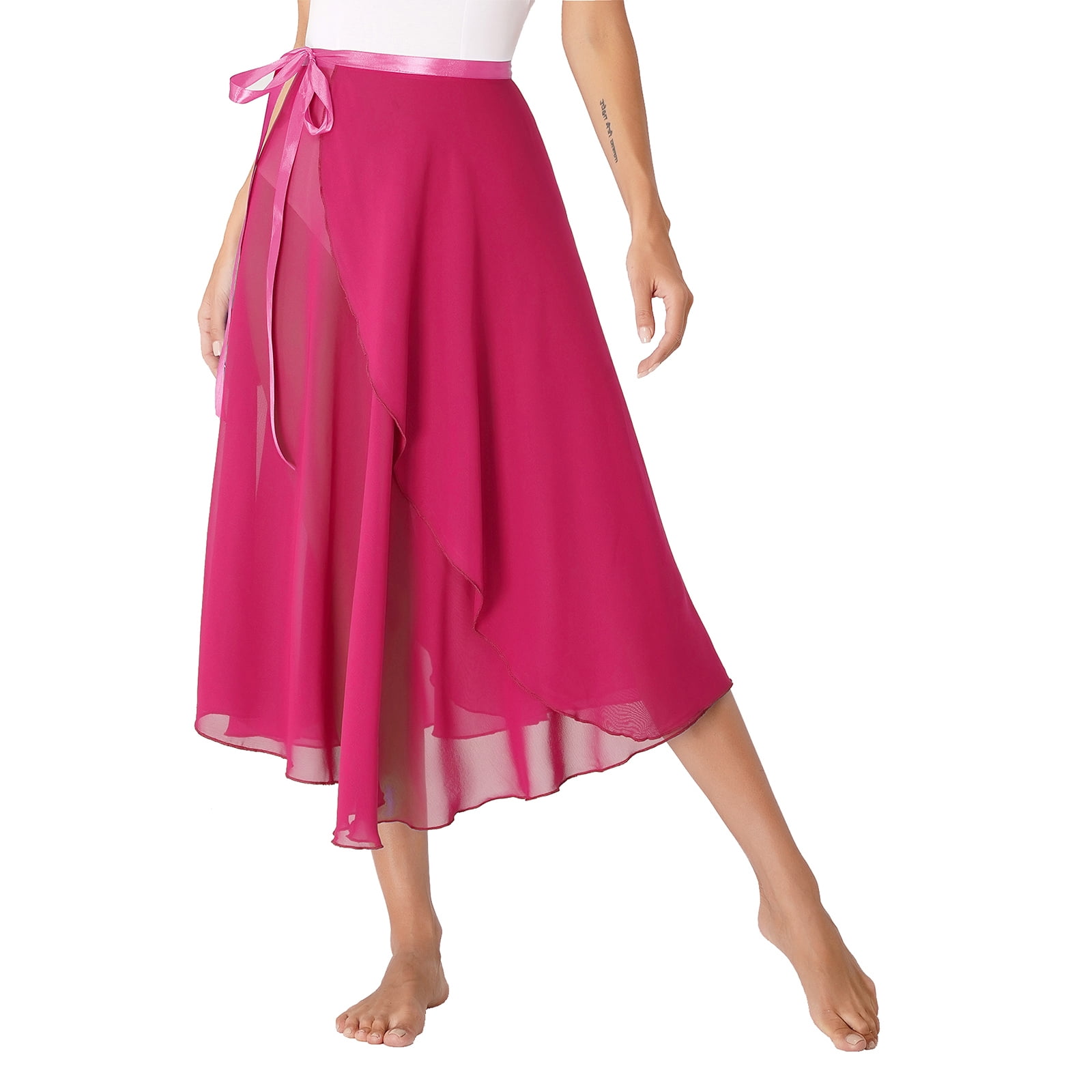 UK Girls Kid Chiffon High Low Wrap Skirts Latin Lyrical Ballet - Foto 8
