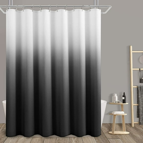 Black Men Shower Curtain 72x84 inch for Bathroom, Extra Long Shower Curtain Black and Gray, Chic Geometric Ombre Cloth Bath Curtains, Waterproof Machine Washable for Men Modern Bathtub