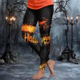 thumbnail image 2 of COMVALUE Women's Halloween Pumpkin Skulls Printed Ankle Elastic Tights Legging Halloween Black Size S, 2 of 7