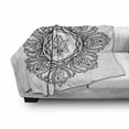 thumbnail image 2 of Ethnic Soft Flannel Fleece Blanket, Monochrome Mandala Inspired Floral Ornaments Graphic Plain Background, Cozy Plush for Indoor and Outdoor Use, 50" x 70", Charcoal Grey and White, by Ambesonne, 2 of 5