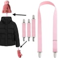 thumbnail image 1 of Clips elásticos para gorros de niños y adultos, de acero inoxidable resistente, perfectos para los días de escuela en invierno, juego rosa de clips para manoplas a prueba de nieve, 1 of 8