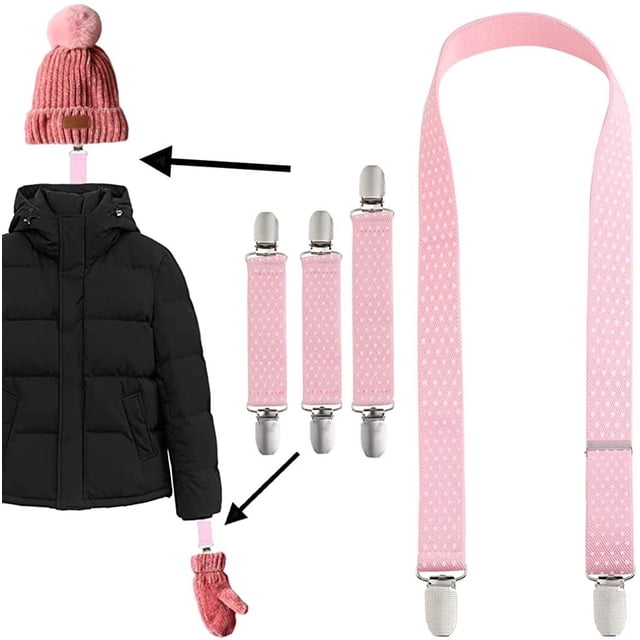 Clips elásticos para gorros de niños y adultos, de acero inoxidable resistente, perfectos para los días de escuela en invierno, juego rosa de clips para manoplas a prueba de nieve