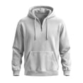thumbnail image 4 of WIZUTIZ Men's Quarter Zip Hoodie Solid Color Pullover Sweatshirt for Men Casual Wear Athletic Hooded Sweatshirt with Kangaroo Pocket for Cozy Fall Winter Streetwear Tops, 4 of 6