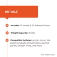 thumbnail image 2 of BLACK + DECKER Wall Hooks, Removable, Holds up to 0.5 lb, Clear, 10 pack, 2 of 3