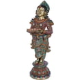 thumbnail image 2 of Exotic India Large Size Deepalakshmi with Fine Inlay Work - Brass Statue with Inlay Work, 2 of 2