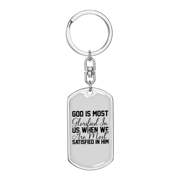 Glorified In Us Stainless Steel or 18k Gold Premium Swivel Dog Tag Keychain