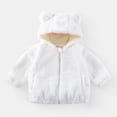 thumbnail image 5 of JUMEYU Kid Fleece Jacket Toddler Girls Fleece Zip-Up Hooded Jacket with Bear Ear Plush Detail 5T 6T (White,5-6 Years), 5 of 8