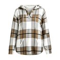 thumbnail image 4 of Women's Plaid V Neck Drawstring Long Sleeve Hooded Tunic Top, Oversized Pullover Hoodie with Pocket, Women's Plus, Size S-2XL, 4 of 4