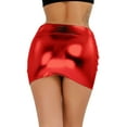 thumbnail image 4 of zdhoor Jupe Mini Moulante en Cuir Verni PVC Extensible pour Femmes Robe Crayon Serrée Rouge Taille Unique, 4 of 6