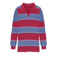 thumbnail image 1 of WEAIXIMIUNG Sweat à Capuche pour Femmes, Mode Graphique, Imprimé Rayé, Col à Revers, Bouton, Manches Longues, T-Shirt, 1 of 4