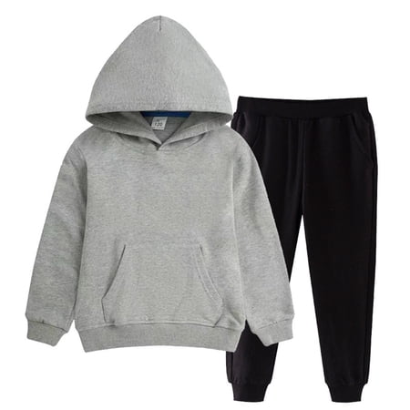 AINIYS Long Sleeve Hooded Sweatshirt Set with Pants Soft Breathable Casual Outfit Ideal for Daily Wear Home Travel for Kids Clothing Set Gray 4-5 Years