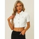 thumbnail image 4 of Chaqueta Corta Informal Para Mujer De Manga Corta Vaquera Blanco M, 4 of 6