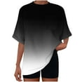 thumbnail image 2 of Tdoqot Womens Oversized T Shirts with Pocket- Short Sleeve Casual Summer Soft Gradient Trendy Tops Dark Blue Size 2XL, 2 of 7