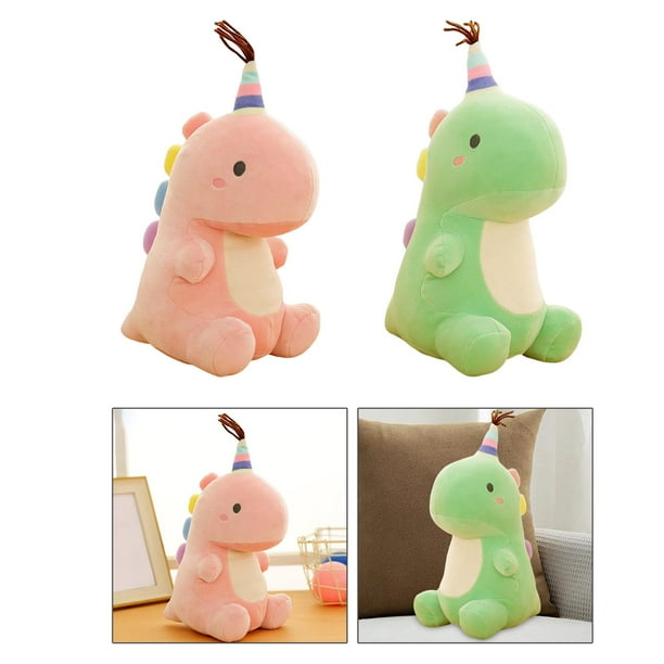 4 dinosaurios de peluche de juguete decoración del hogar muñeco de peluche regalo de cumpleaños Verde claro+rosa Macarena muñeco de peluche de dinosaurio