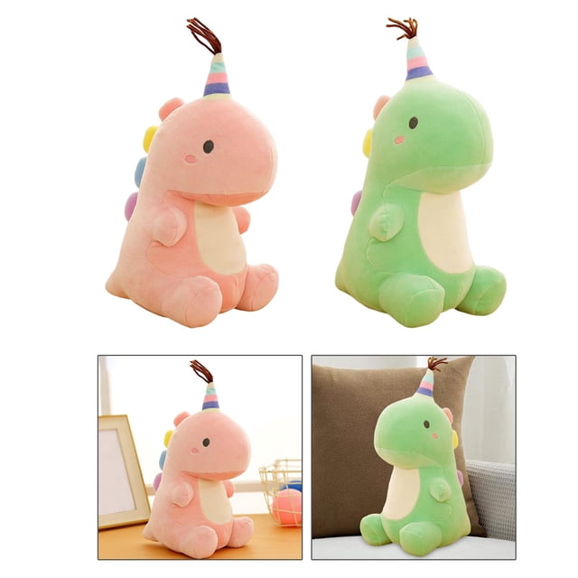 4 dinosaurios de peluche de juguete decoración del hogar muñeco de peluche regalo de cumpleaños Verde claro+rosa Macarena muñeco de peluche de dinosaurio