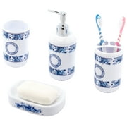 4 Piece Bathroom Accessory Set - Includes Soap Dispenser, Toothbrush Holder, Tumbler, and Soap Dish, White