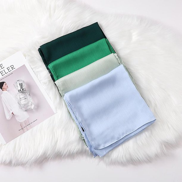 Bufanda de algodón puro para mujer Elegante, ligera y de moda Bufanda de primavera e invierno Mantón Abrigo Malayo Indonesio Natural Arrugado Monocromo Largo SC LingWen 8390615298995