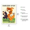 thumbnail image 2 of Bringing Up Baby (L’Impossible Monsierur Bébé) - Starring Katharine Hepburn Cary Grant - Vintage French Movie Poster by Bernard Lacy c.1938 - Master Art Print (Unframed) 9in x 12in, 2 of 4