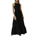 thumbnail image 2 of Gspmoly Robes pour Femmes, Mode Femme Été Floral Col Rond Patchwork Sans Manches avec Poche Taille Robes Robes de Soirée pour Femmes jusqu'à 65 % de Rabais, 2 of 9