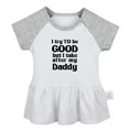 thumbnail image 4 of Pack of 2, Pack My Diapers I'm Going Hunting & I Try to Be Good Take After My Daddy Funny Dresses, Newborn Baby Skirts, Infant Princess Dress, Toddler Frocks (Gray Raglan Dresses, 6-12 Months), 4 of 5