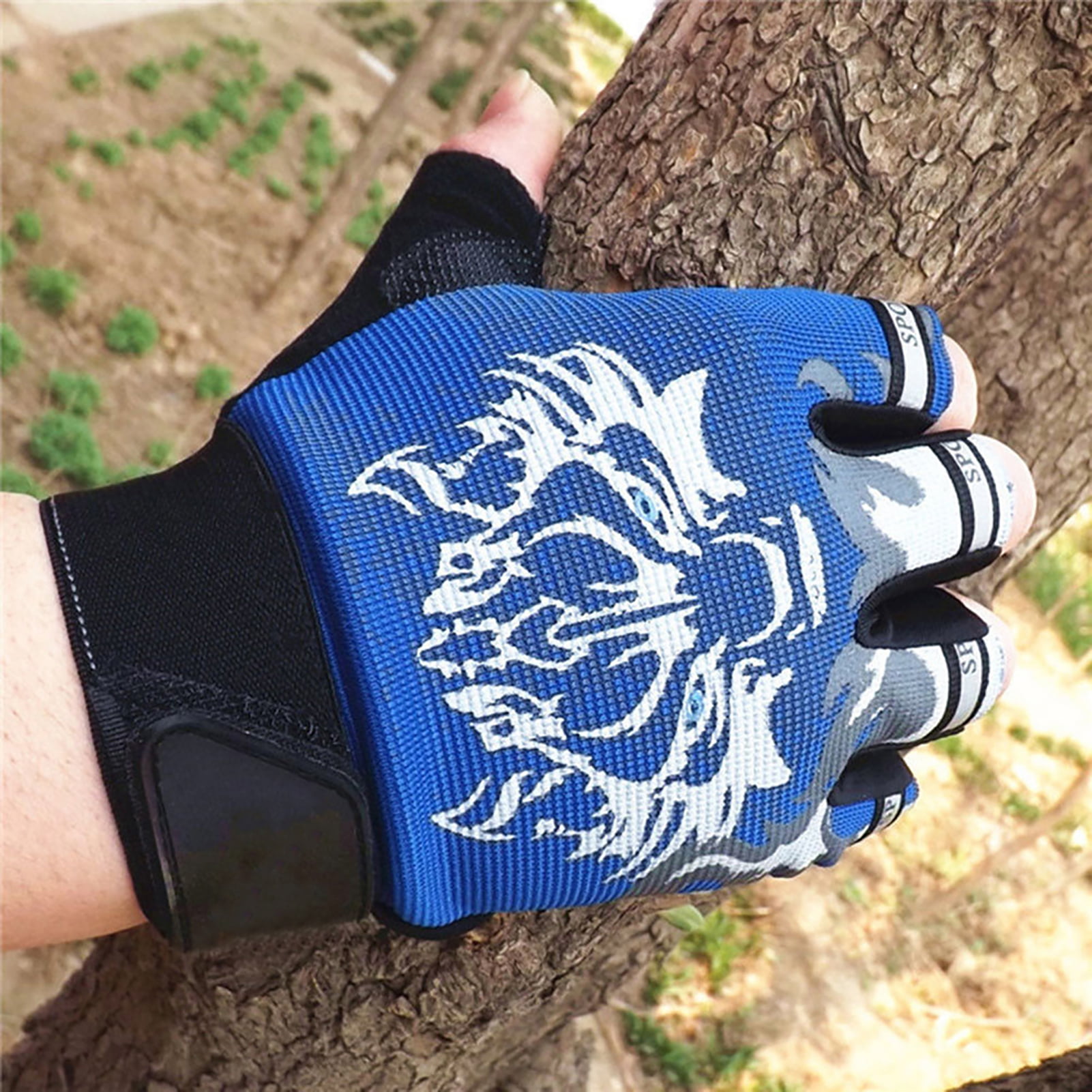 Unisex Half Finger Padded Palm Lightweight Breathable Non-slip