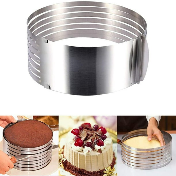 Layer Cake Leveler slicer Anneaux de gâteau réglables Coupe-gâteau à 7  couches Accessoires de tranchage de gâteau en acier inoxydable, 9,8-12,2