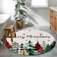 thumbnail image 4 of Merry Christmas Round Area&nbsp;Rug 4ft Green Red Black Plaid Christmas Tree Snowflakes Linen Non-Slip&nbsp;Washable Circle Rugs Soft Felt Indoor Floor Mat for Bedroom Kitchen Living Room Bathroom, 4 of 9