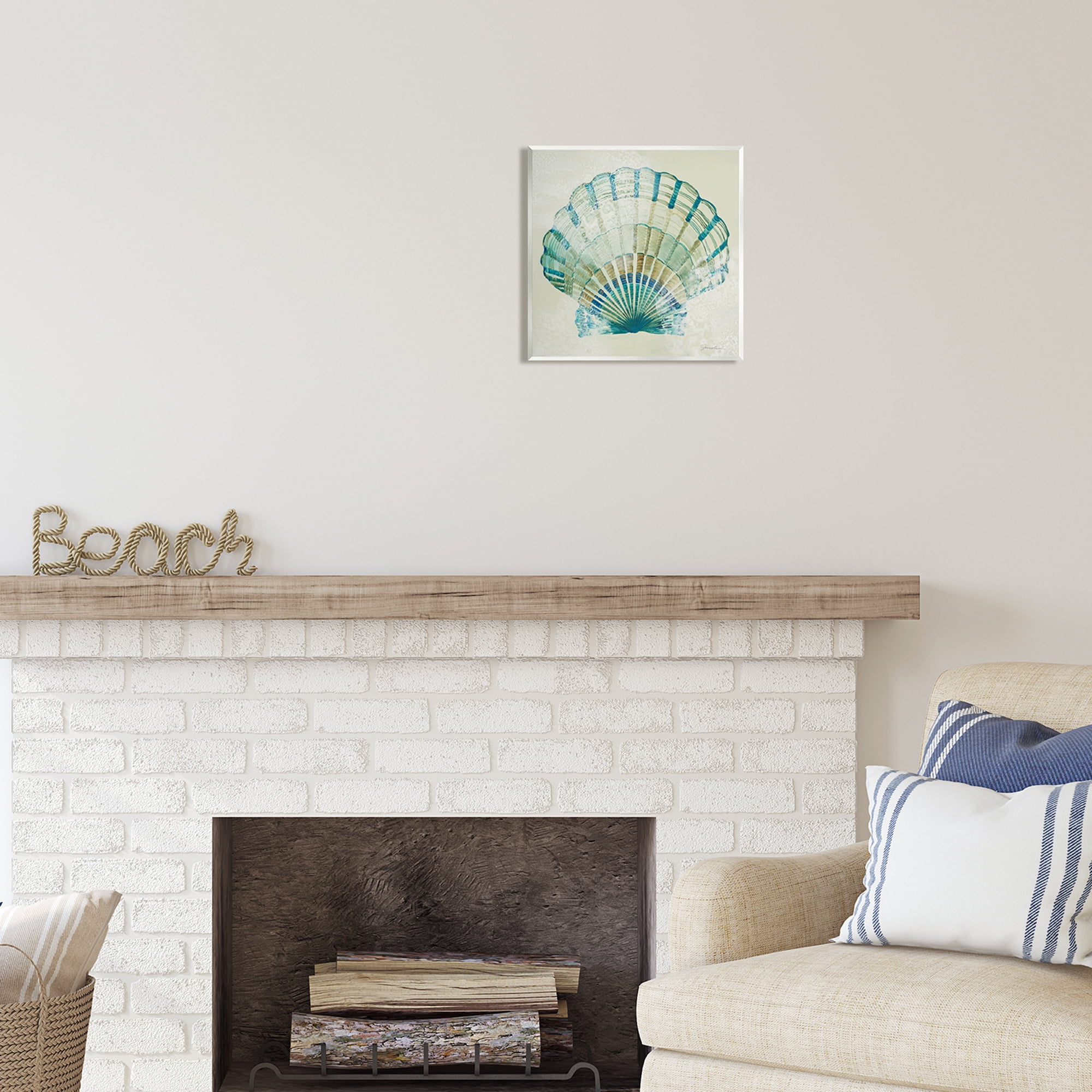Stupell Industries Muted Blue Clam Shell Animals & Insects Painting Unframed Art Print Wall Art, 12 x 12