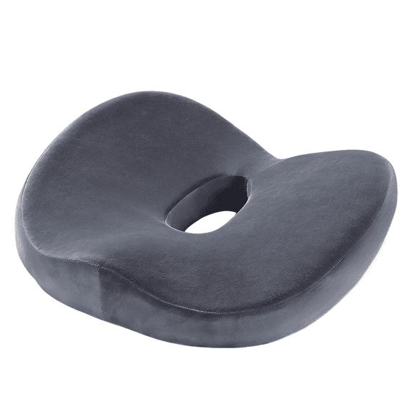 Premium Donut Seat Cushion for Office Chair & Car - Cooling Memory Foam Coccyx Pillow with Hollow Center for Enhanced Sitting Comfort, Breathable Velvet Cover (Dark Gray)