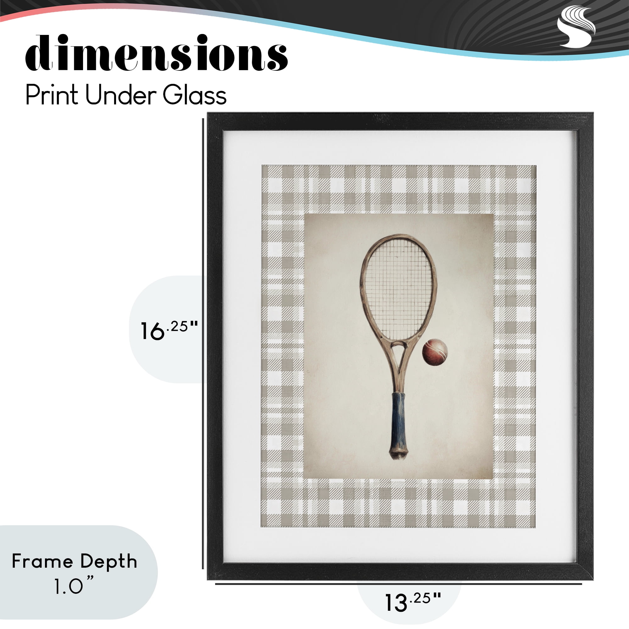 Stupell Industries Vintage Tennis Racket & Ball Black Framed Print Under Glass, design by Sisi and Seb