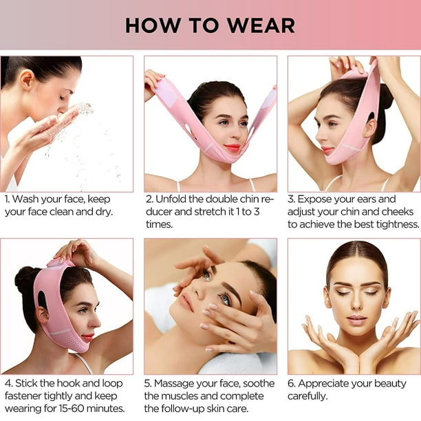 Pink Double Chin Reducer Facial Slimming Strap V Line Lifting Mask Chin  Strap for Women and Men Anti-Wrinkle Face Lifting Bandage for Double Chin  and Shaggy Face Skin By Torubia 