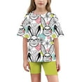 thumbnail image 6 of Piuwrlz Kids Outfit Set for Girls Summer Short Sets Round Neck Loose Shirt T-Shirt and Shorts Set Green Size 12 Years, 6 of 9