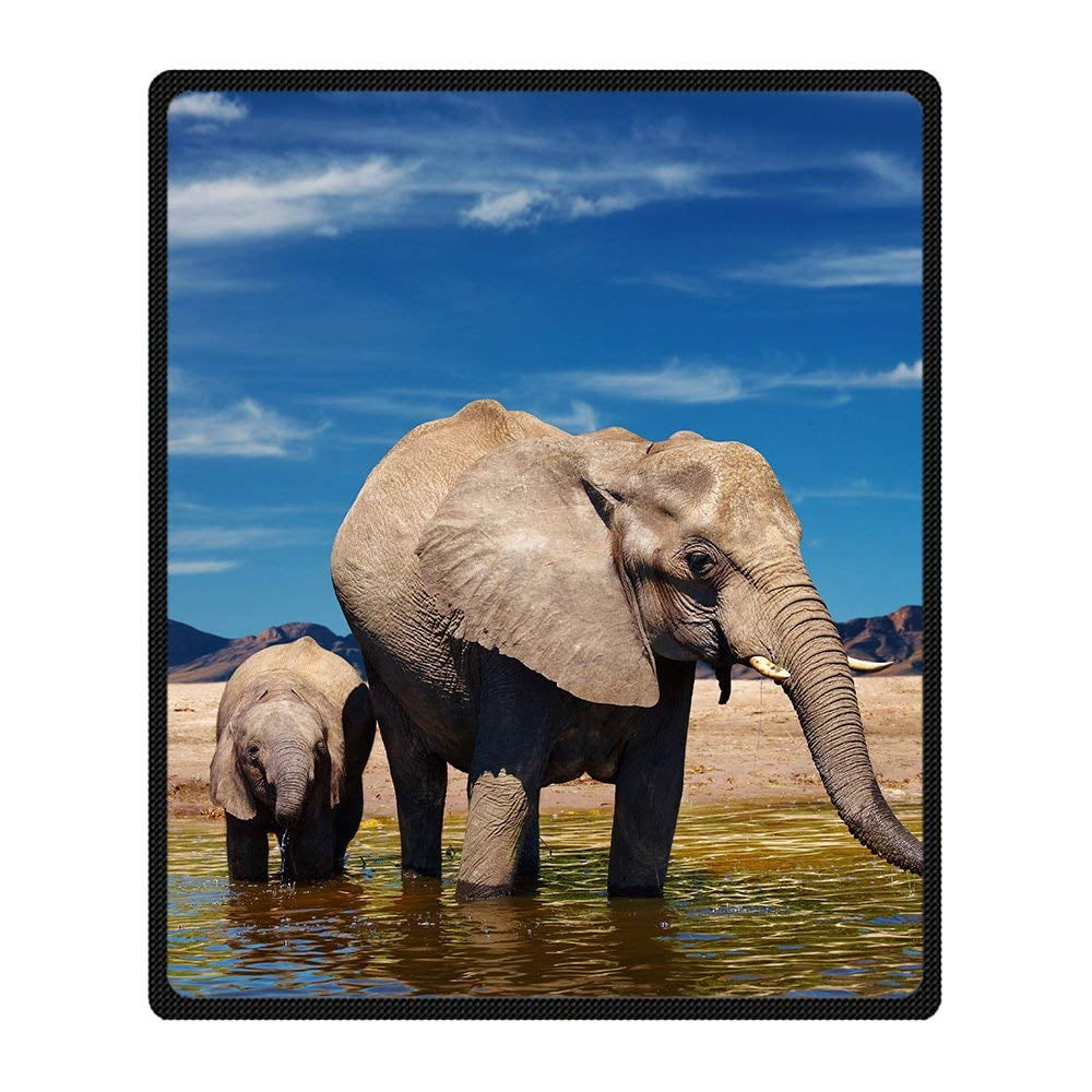 CADecor Elephant Blanket Fleece Throw Blanket for Sofa or Bed 58x80