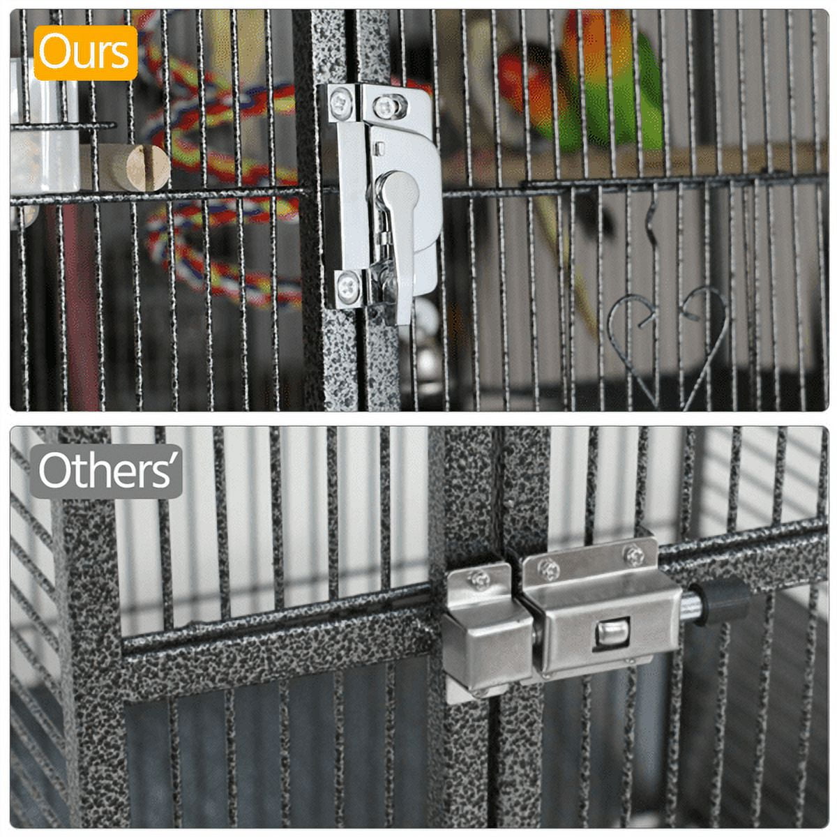 Alden Design 69" H Rolling Extra Large Metal Bird Cage with Detachable Stand for Parrots, Black