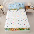 thumbnail image 4 of jejeloiu Watercolor Ocean Life Zipper Twin Comforter Sets with Fitted Sheet and 2 Pillowcases,Whale Print Zipper Bedding Set For Boys,Blue White,Polkadot Reversible,4-Piece, 4 of 7