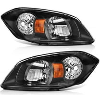 CCIYU Headlights Assembly For Chevrolet Cobalt 2005-2010 For Pontiac G5 2007-2010 For Pontiac Pursuit 2005-2006 With Protective Coating Black Housing Amber Reflector Clear Lens