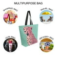 thumbnail image 7 of FORMRS Womens Canvas Tote Bag with Zipper Inner Pocket Shoulder Handbag, Big Pink Cheetah, 7 of 7