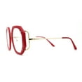 thumbnail image 3 of Luxury Double Rim Octagonal Blue Light Blocking Computer Eyeglasses Red Gold, 3 of 4