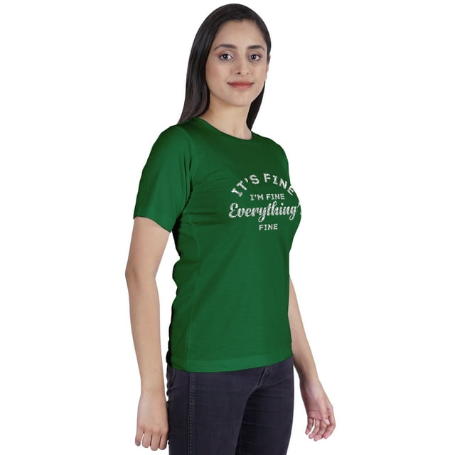 Inkmeso T-shirt à Col Rond « It's Fine I'm Fine Everything's Fine » Haut en Jersey Inspirant à Lettres Imprimées pour Femmes