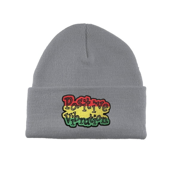Gravity Threads Positive Vibration Patch Cuffed Beanie - Heather Grey