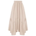 thumbnail image 6 of Women Long Skirts High Waist Skirts Renaissance Maxi Skirts Summer Casual Elegant A Line Flowy Skirts with Pockets Beige, 6 of 6