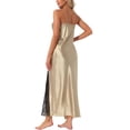 thumbnail image 3 of INSPIRE CHIC Womens Long Satin Nightgown Lace Slit Slip Lingerie for Ladies V Veck Nightwear Silky Chemise Long Sleepwear S Champagne, 3 of 6
